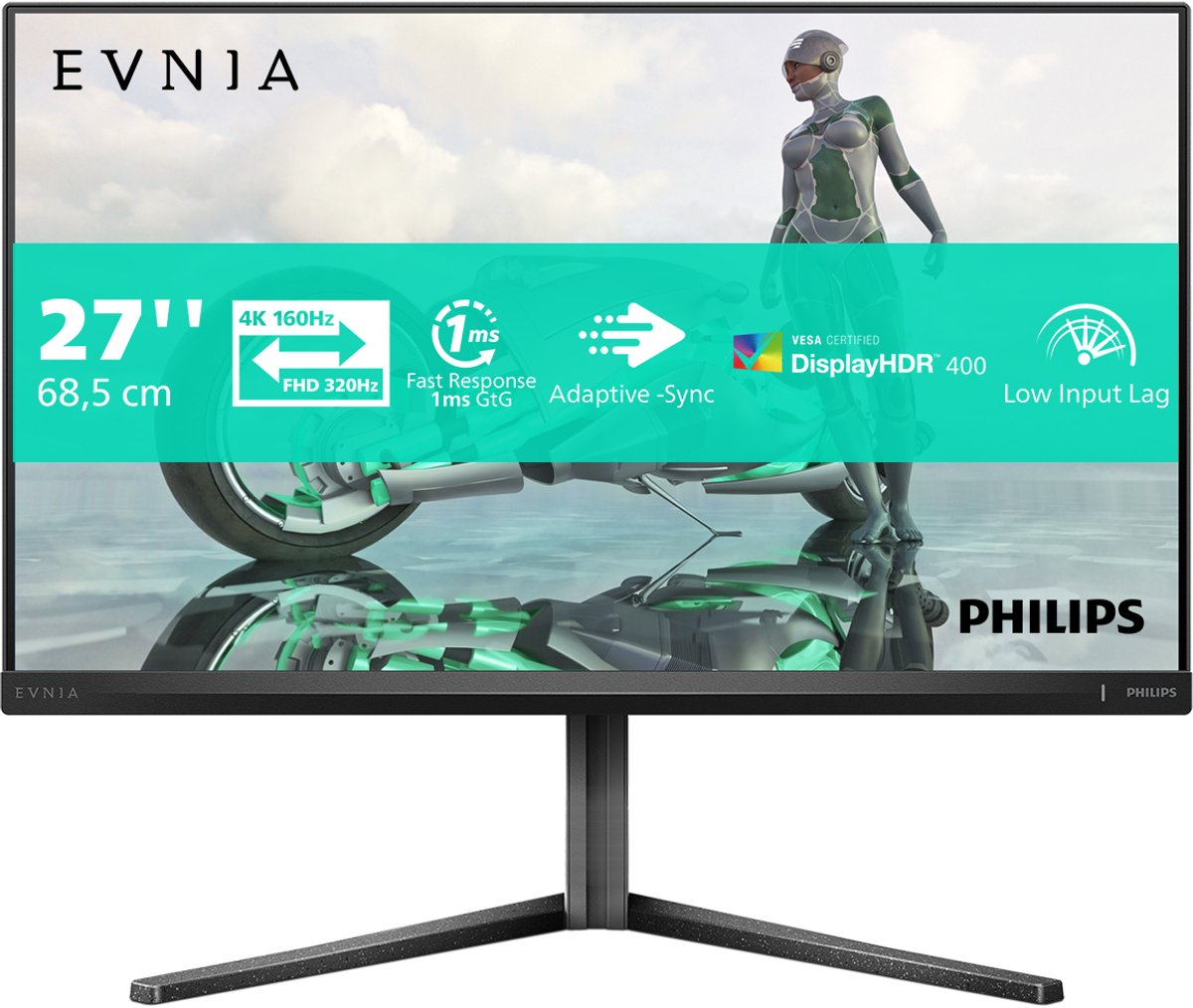 Philips Evnia 27M2N3800A - 4K Dual Mode Gaming Monitor - Hoge Kleurechtheid - HDR400 - 160-320 hz - 27 inch - Philips - €249,00