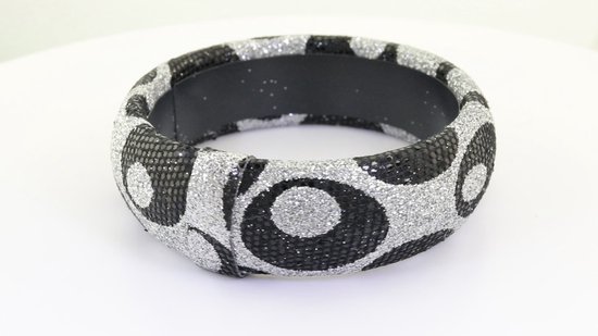 Behave Festive bracelet dames - bracelet glam - paillettes gris noir