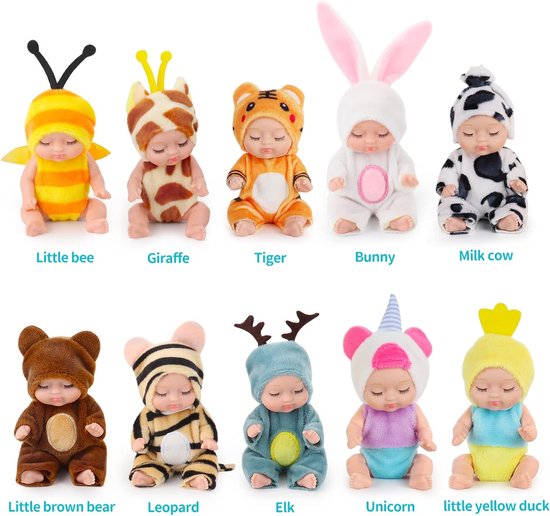 Ensemble de 10 mini poupées reborn avec vêtements interchangeables – speelgoed lavables pour enfants