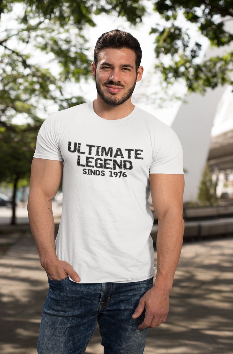1976 Jaar Wit T-shirt heren - Maat L - Ultimate Legend - Verjaardag Cadeau Mannen - Limited Edition