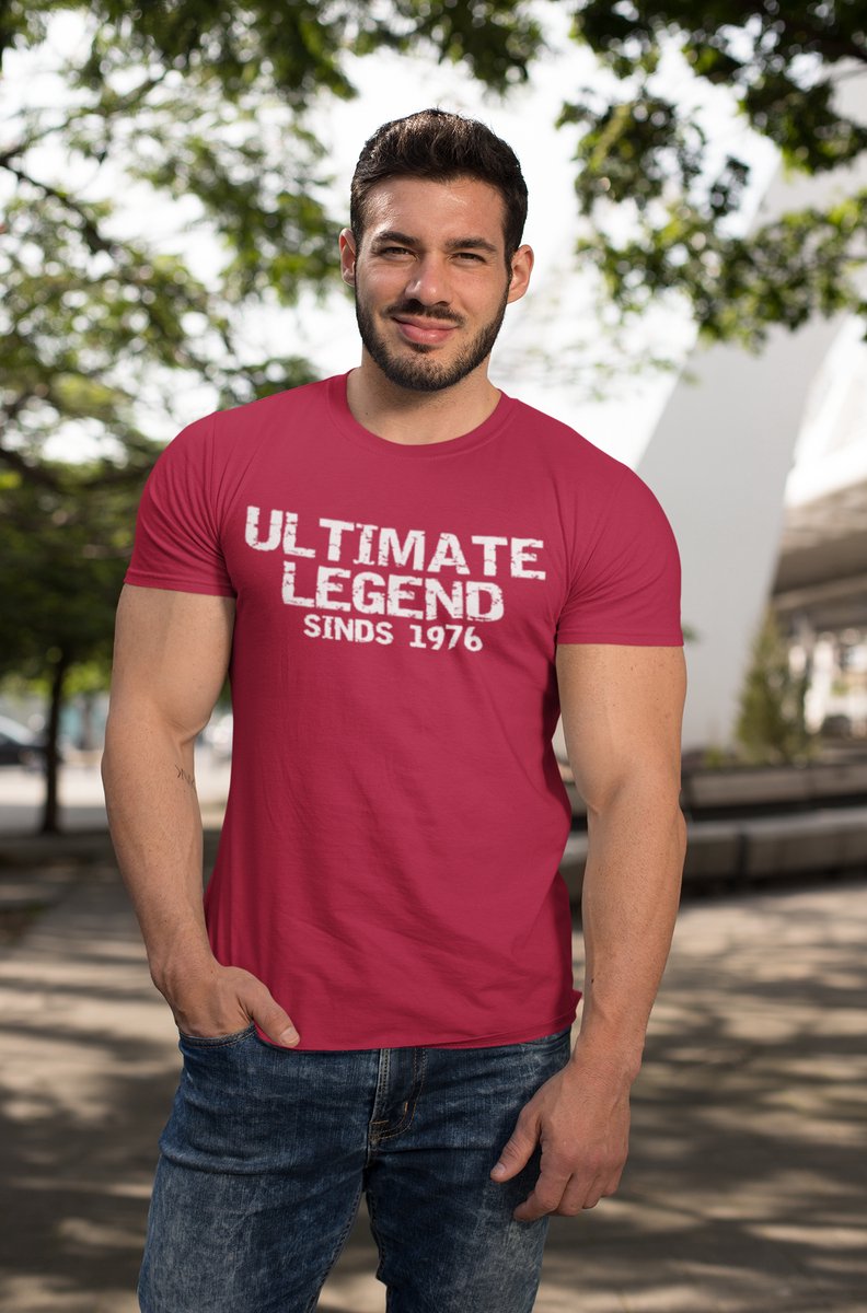 1976 Jaar Rood T-shirt heren - Maat L - Ultimate Legend - Verjaardag Cadeau Mannen - Limited Edition