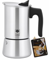 Vienna Coffee Percolator Inductie – 300ml 6-Kops – Alle Warmtebronnen – Espresso Moka Pot – Perculator RVS – Inclusief E-book