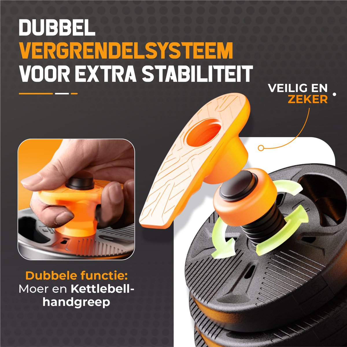 Gewichten Set voor Dumbbells Barbell en Kettlebells - 40KG Verstelbare Halterset met Extra Veiligheidsmoer & Slot - Thuis Fitness – foto 5