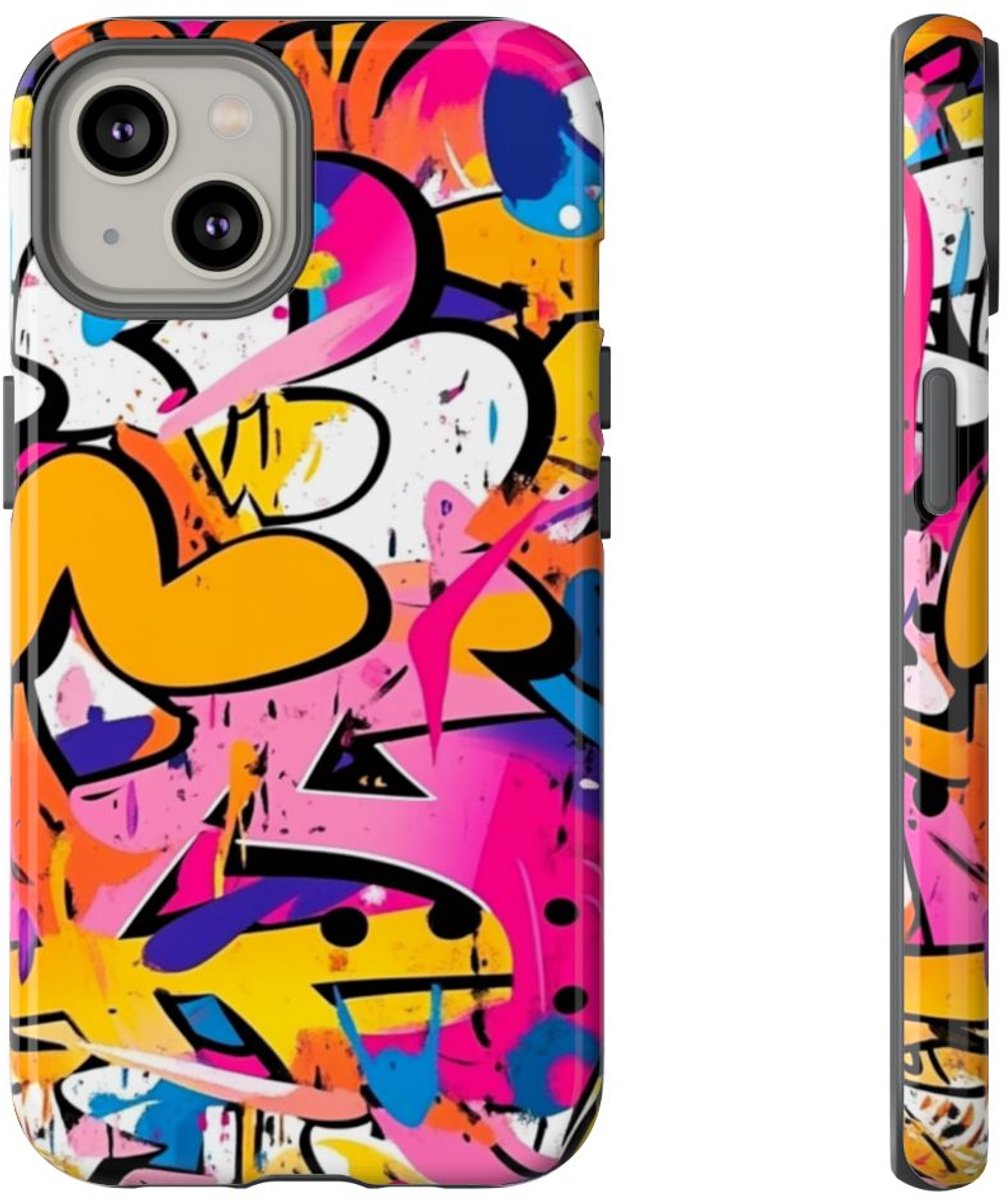 Kleurrijke Abstracte Graffiti Kunst – Telefoonhoesje Geschikt voor iPhone 14