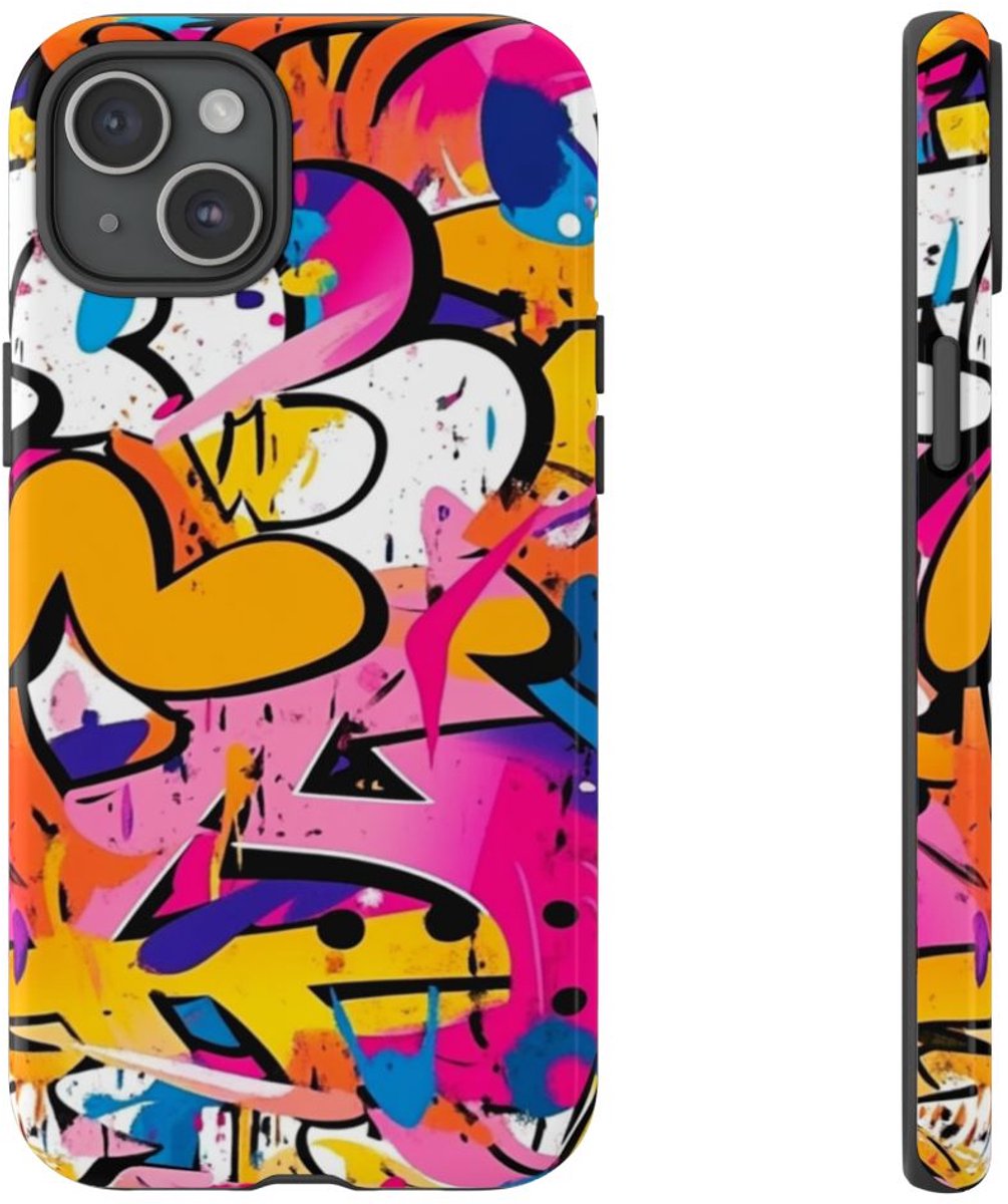 Kleurrijke Abstracte Graffiti Kunst – Telefoonhoesje Geschikt voor iPhone 15 Plus