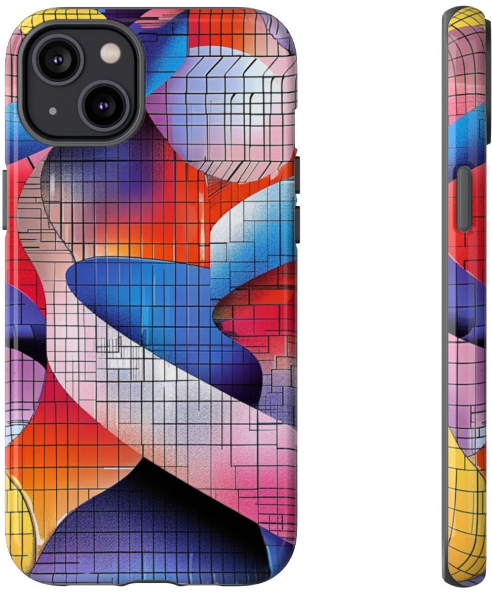 Kleurrijk Abstract Dubbele Helixpatroon – Telefoonhoesje Geschikt voor iPhone 14 Plus