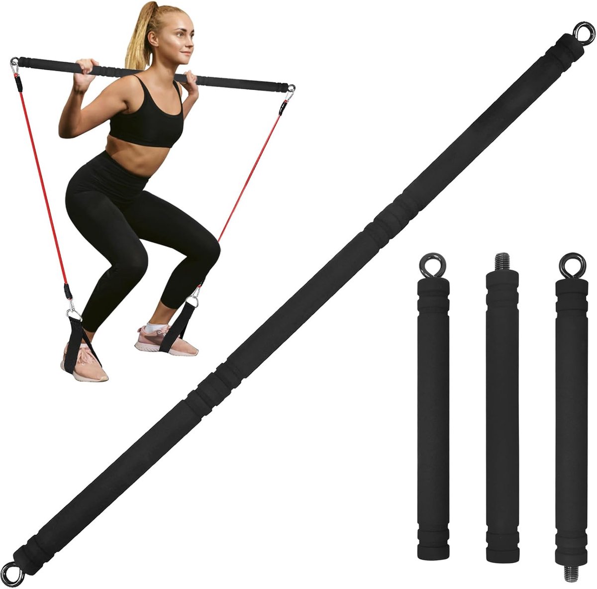Weerstandsbanden en Draagbare Pilatesbar voor Krachttraining en Yoga