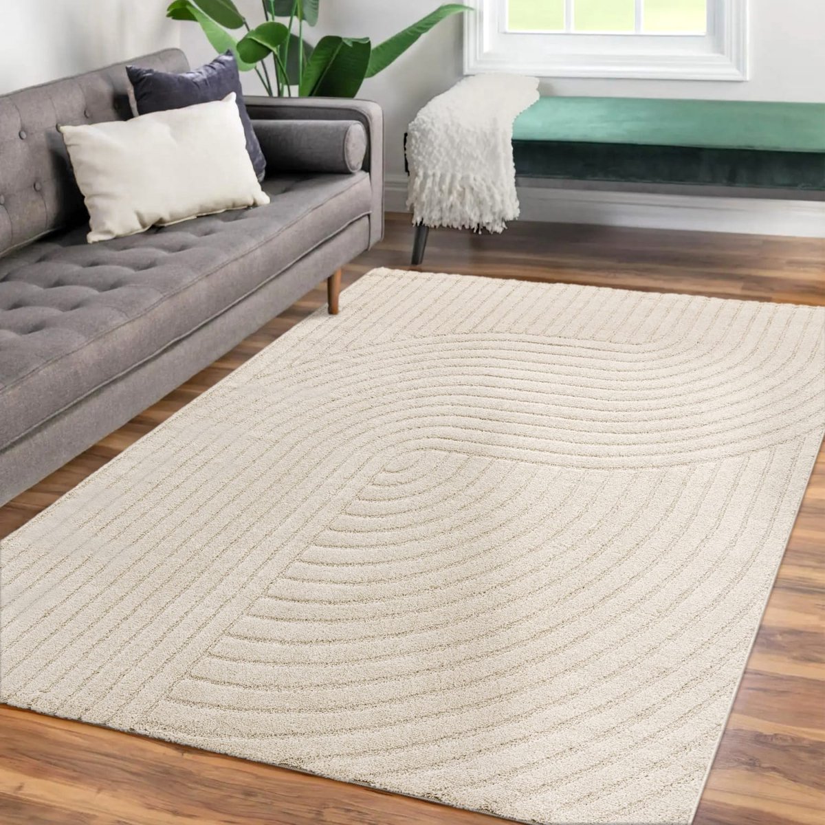 Woonkamertapijt eetkamer kortpolig Japandi Scandinavisch Boho Arches Soft Uni