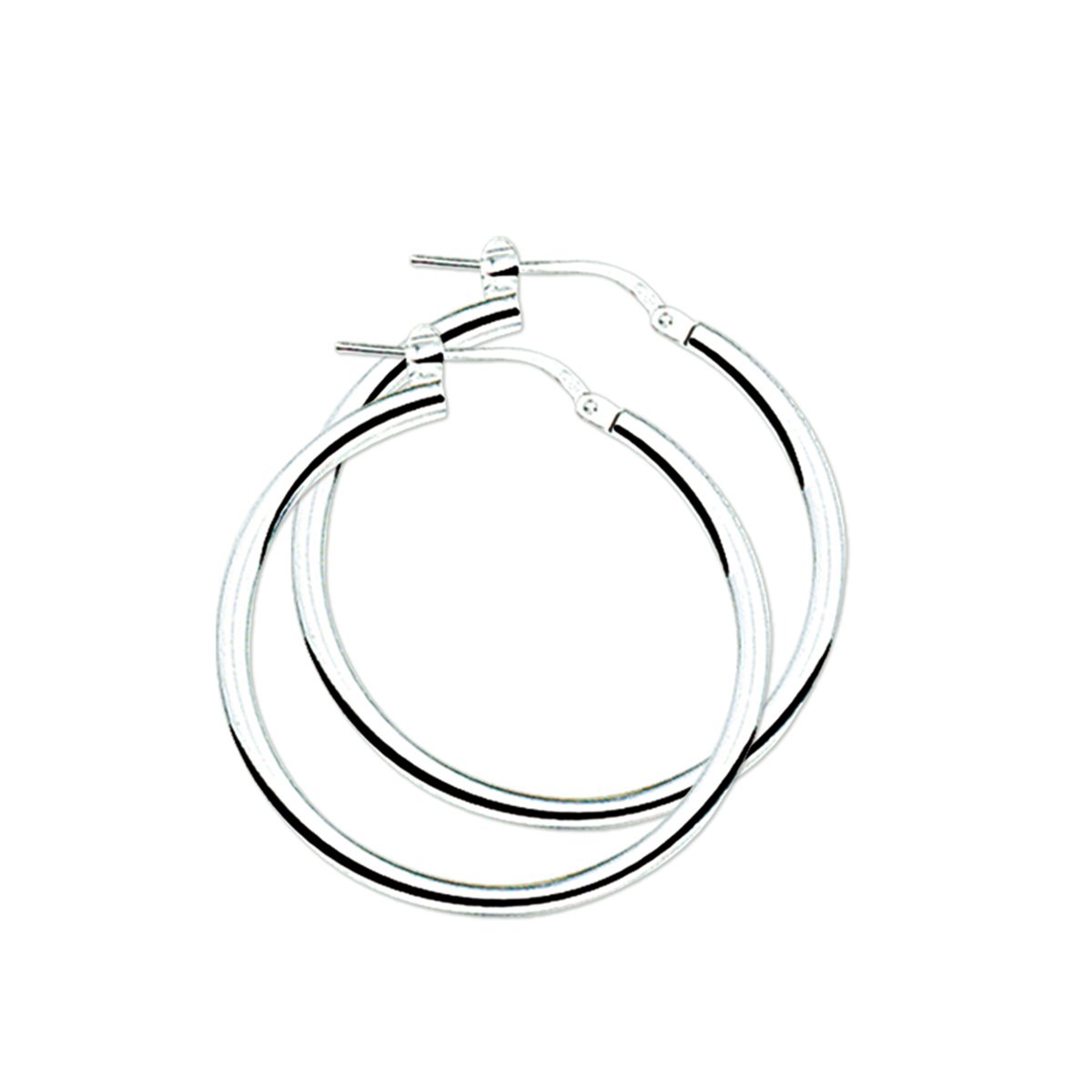 Glams oorringen ronde buis - 30 mm - Zilver