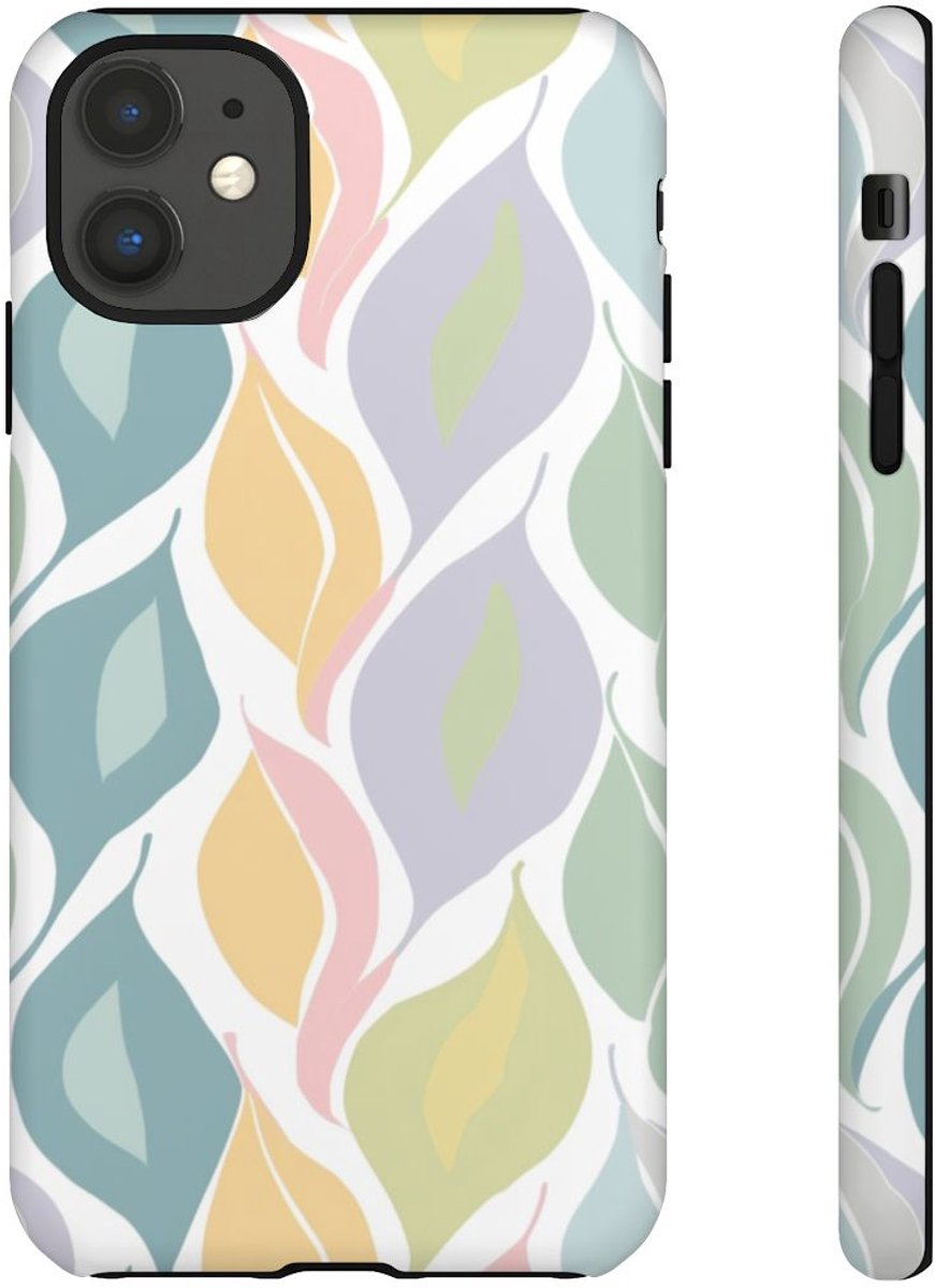 Pastel Bladerenpatroon – Telefoonhoesje Geschikt voor iPhone 11
