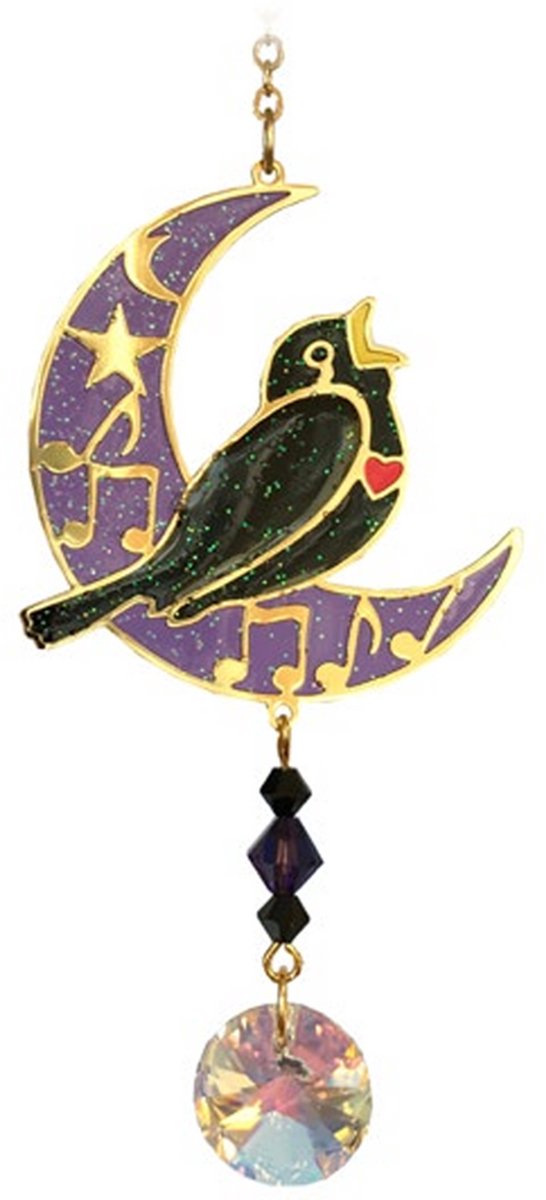 Suncatcher/Zonvanger/Zonnevanger - Blackbird Moonlight - Crystal Dreams - Handgemaakt - 20mm Kristal - L20cm