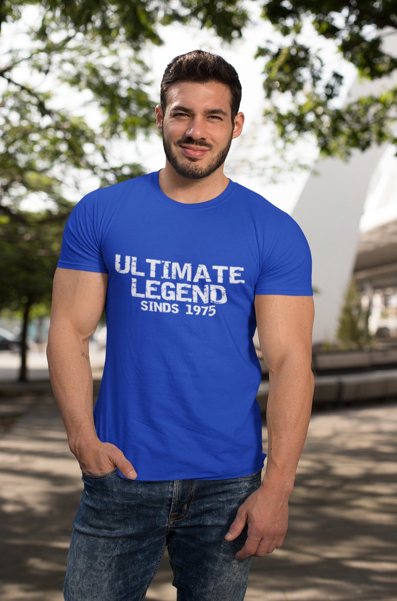 1975 Jaar Blauw T-shirt heren - Maat XXL - Ultimate Legend - Verjaardag Cadeau Mannen - Limited Edition
