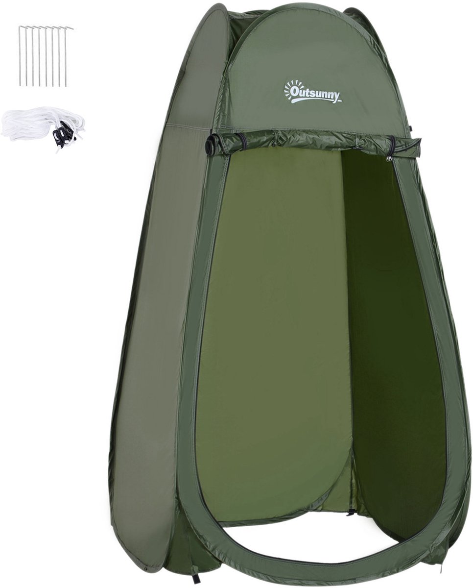 Outsunny-Camping Douchetent-100x100x185cm-Oxford stof-Groen