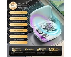 Draadloze Koptelefoon met Oorhaak – Bluetooth 5.3, HiFi Stereo Geluid, Touch Control, Lange Accuduur, Lage Latentie – Sport Oordopjes, Gaming Headset, Draadloze Oortjes