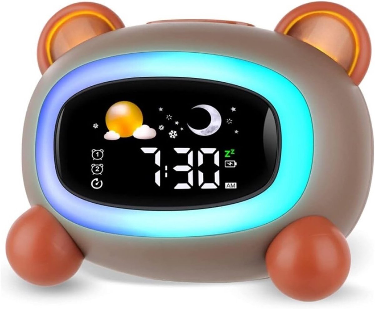Wekker - Digitale Wekker - Wekkers Digitaal - Digitale Klok - LED - Slaapkamer - Geschikt voor kinderen, kan worden gebruikt tijdens slaaptraining en geluidsontwaking verjaardagstafelklok - Beer