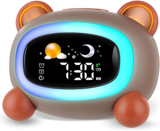 Wekker - Digitale Wekker - Wekkers Digitaal - Digitale Klok - LED - Slaapkamer - Geschikt voor kinderen, kan worden gebruikt tijdens slaaptraining en geluidsontwaking verjaardagstafelklok - Beer