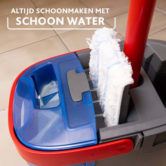 Vileda H2Pro Flatmop Dweilsysteem met Emmer en Steel - 2 Gescheiden Waterreservoirs - Altijd Schoon Water