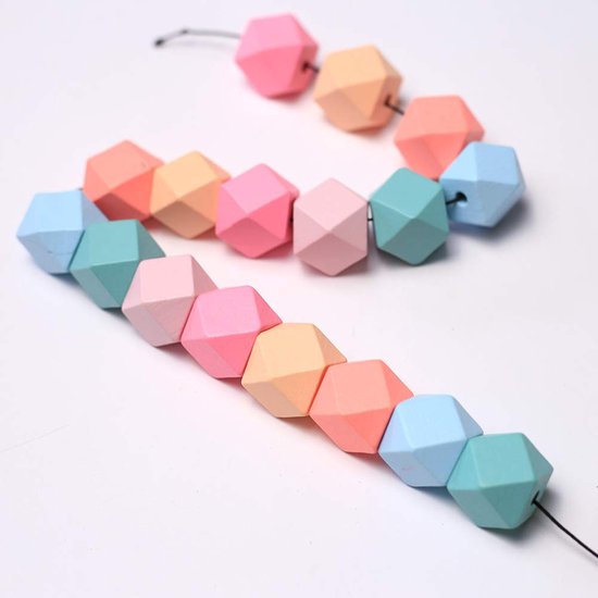 DAHI 60 Kleurrijke Houten Kralen – 20 Mm, Met Boorgat, Voor Sieraden Maken En DIY-projecten 3 miniatura