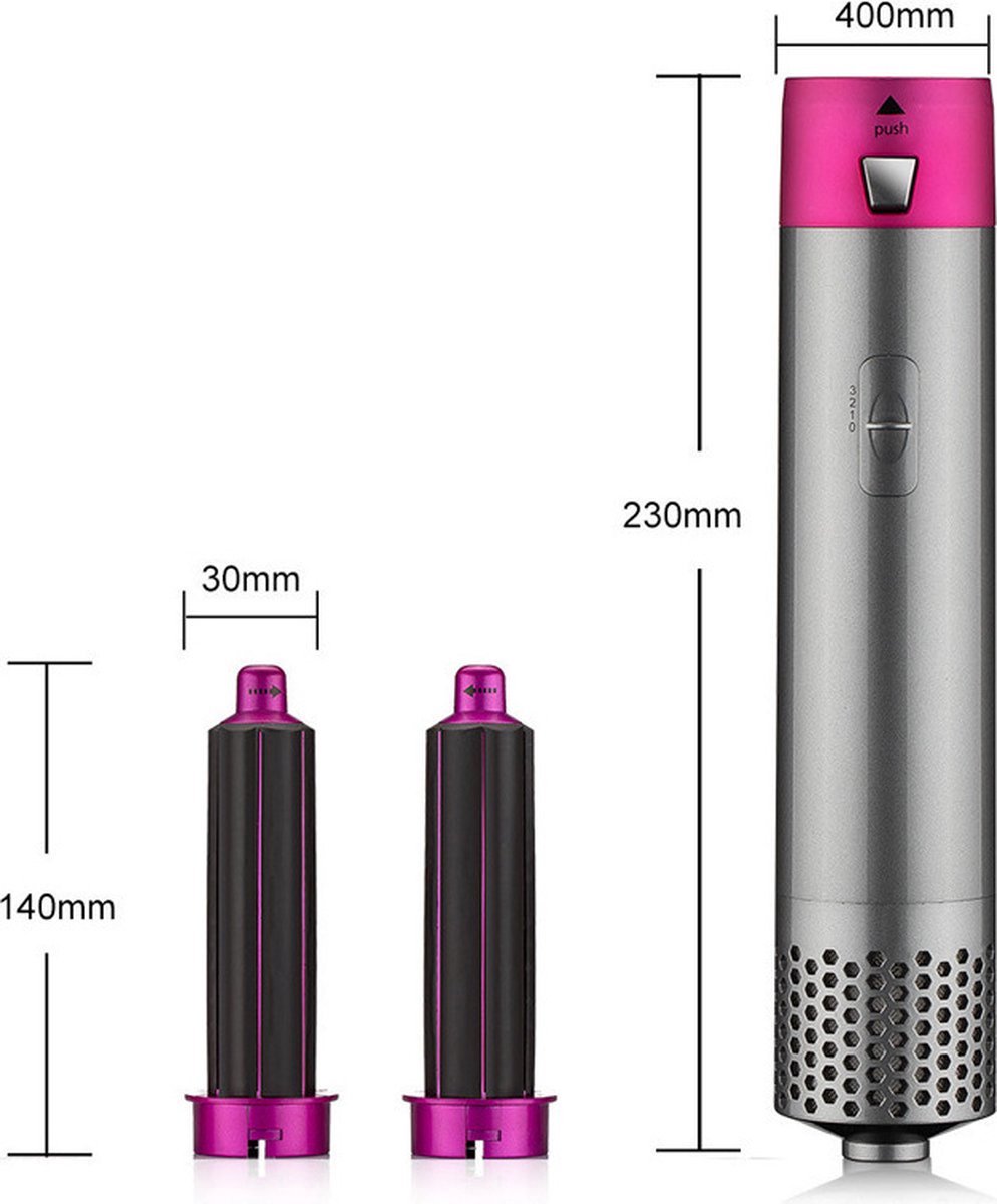 Airstyler Krultang 5 in 1 - Multistyler Föhnborstel - Kort & Lang Haar - Rozen Zilver op Prijzenvolger.com