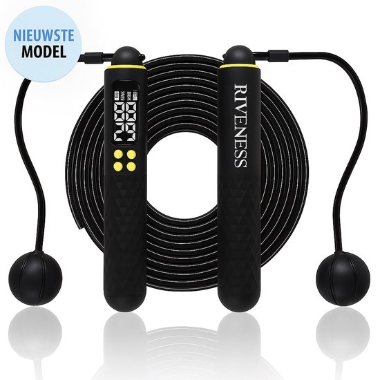 RIVENESS draadloos springtouw - Touwtje springen voor volwassenen en kinderen - Springtouw zonder touw - 2-in-1 springtouw - Professioneel springtouw met teller - Jump Rope - Speed Rope - Digitaal springtouw