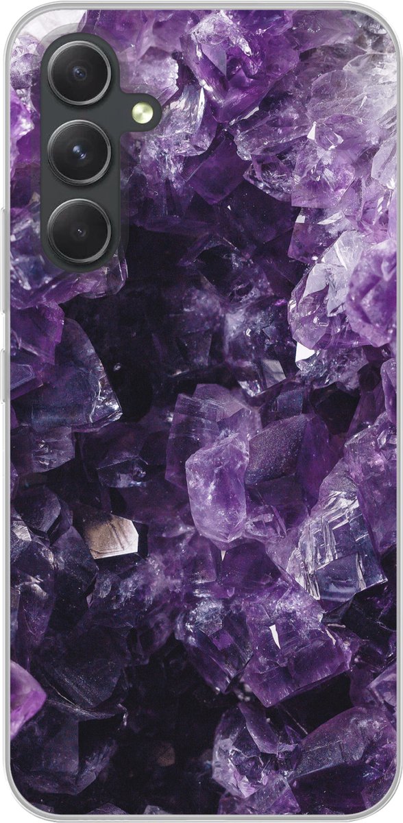 Telefoonhoesje Geschikt voor Samsung Galaxy A54 hoesje - Amethist - Edelstenen - Mineralen - Siliconen Telefoonhoesje Telefoonhoesje