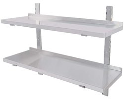 MOOTACO wandplank 2 opbergplanken roestvrijstalen plank keukenplank roestvrij staal gastro voor keukens of thuis, restaurant (60x30cm)
