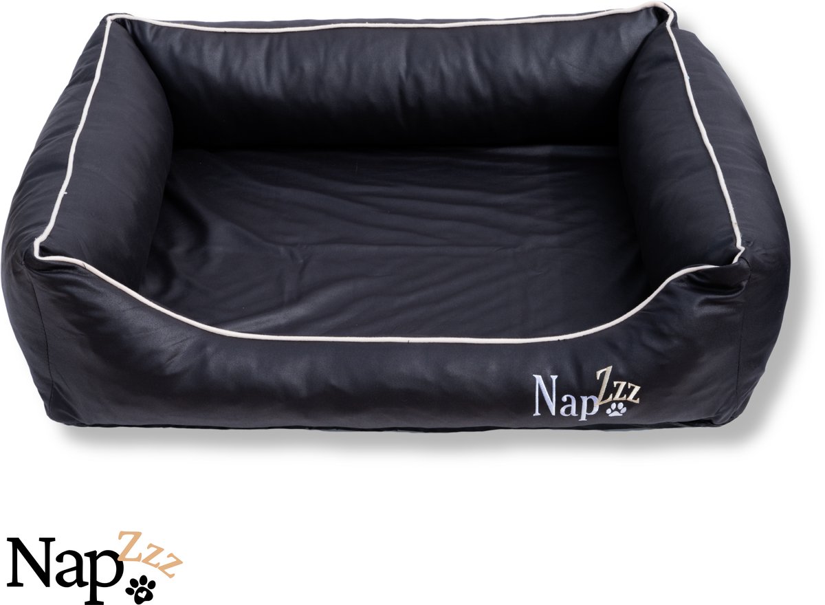 Napzzz Hondenmand Divan lederlook Zwart Maat M: 90 x 75 cm