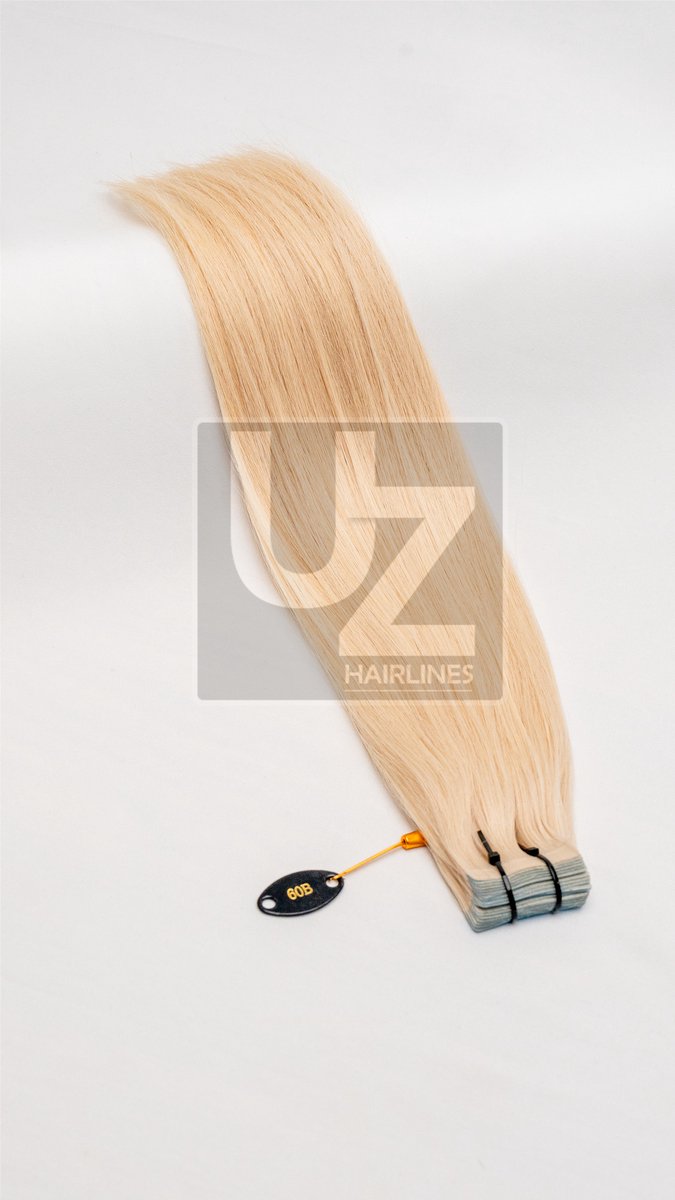 UZ Hairlines Tape Extensions 50cm – Kleur #60B Platina Blond – 50g – 100% Remy Human Hair – Premium Quality - Double Drawn