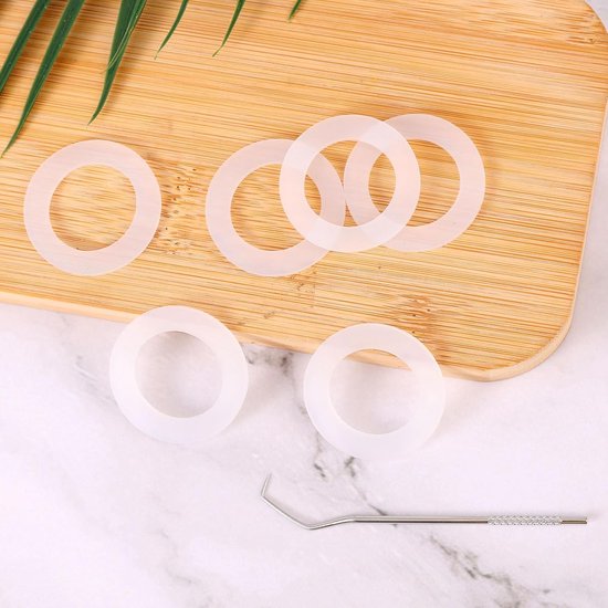 6pcs Silicone Gasket Replacements - Rectangular Skewer Stainless Steel - White Bottle O-Ring Compatible met Sodastream Plastic Bottle Sealing Gasket Vervangingen — afbeelding 5