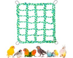 Papegaaien schommel (Groen 32*25cm) - Met 4 haken - Vogel Schommel - Klimnet - Vogel Speel - Vogel Speelgoed - Vogelspeelgoed - Vogel Speeltjes - Vogelkooi Accessoires - Voor Grasparkiet, Agapornis, Valkparkiet en Kleine Papegaaien
