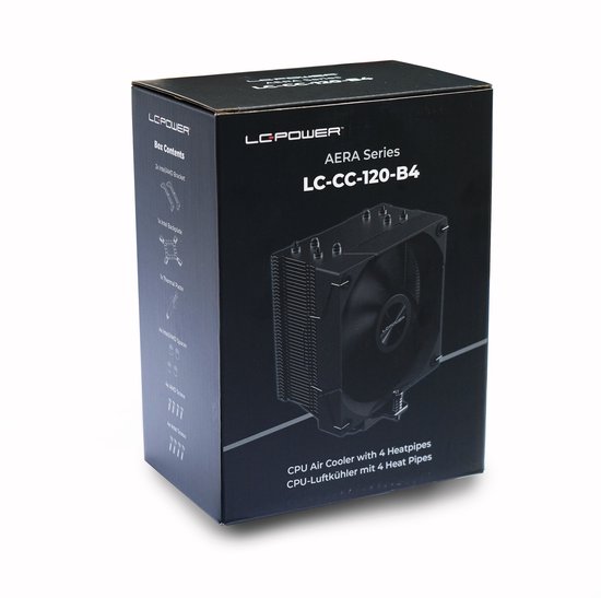 Refroidisseur de processeur - Zwart - 4 caloducs en cuivre Intel LGA 1851/1700/1120/115x - AMD5/4 - TDP 190 W - 89,5 pi³/min - Ventilateur 120 mm FDB - PWM 4 broches - 35,3 dB(A)
