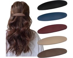 Haarspeld - 5 Stuks - Dames Haarclips - Haar Accessoire - Kappers Haarklemmen - Haarclip - Gebogen Platte Clips - Dun, Groot & Klassiek Snap Haarclips - Platte Klauwclip voor Vrouwen - Franse Haarclips - Fijn & Medium Dik Haarclips