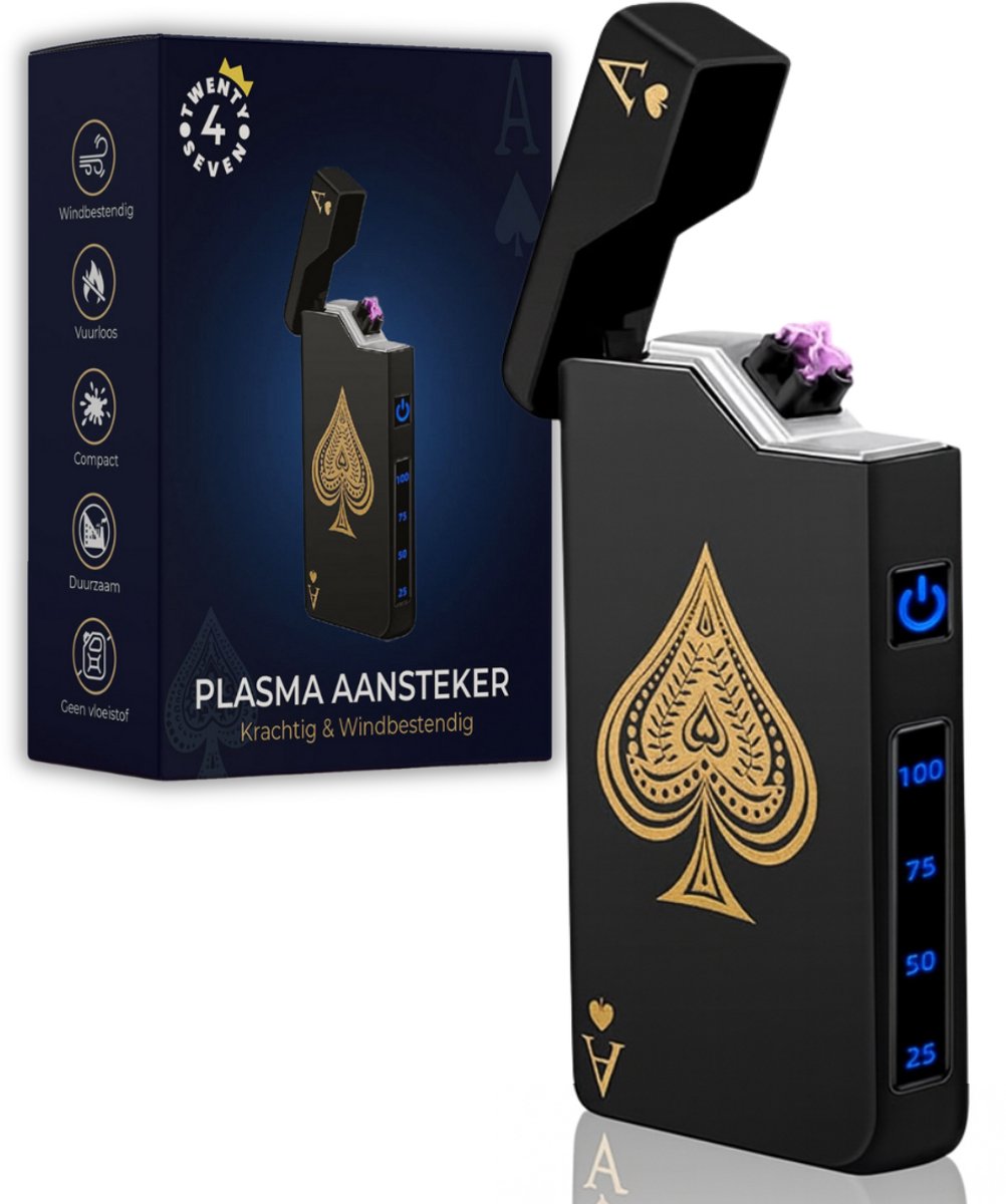 Twenty4seven® Plasma Aansteker met Kaartdesign - Elektrische Vuurwerk & BBQ Lighter - Oplaadbaar & Elektrisch - Zakformaat, USB & Windproof