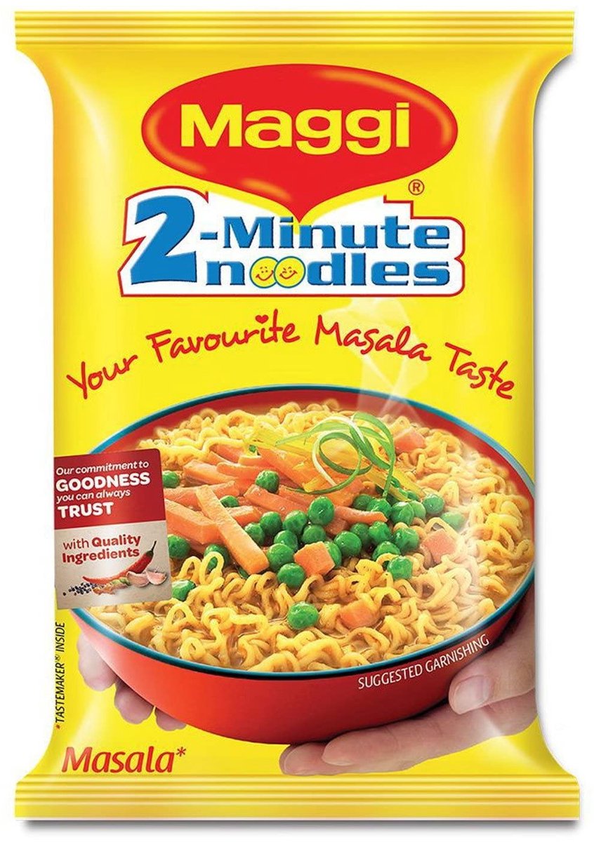 MAGGI 2 Minuten Masala Noedels – Authentieke Indiase Smaak – 20 x 70g – Snelle Instant Noodles met Kruiden & Specerijen met Kajal Sticker