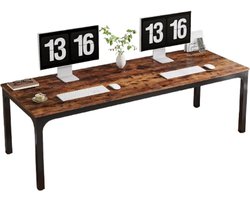 SureDeal® - Dubbel Bureau 200×70×75 cm (B×D×H) – Hout/Metaal – Bruin – Groot 2‑Persoons Werkbureau – Industrieel Design – Voor Thuiskantoor of Kantoorruimte