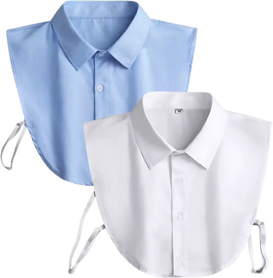 Col chemisier ample femme pièces Wit et Blauw Faux col