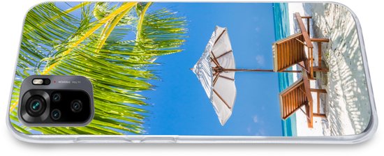 Coque Xiaomi Redmi Note 10 - Palmier - Chaise de plage - Parasol - Coque de téléphone en Siliconen
