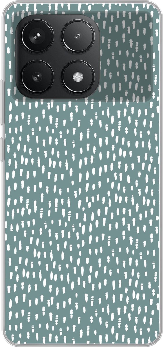 Telefoonhoesje Geschikt voor Poco F6 Pro hoesje - Stippen - Wit - Groen - Siliconen Telefoonhoesje Telefoonhoesje