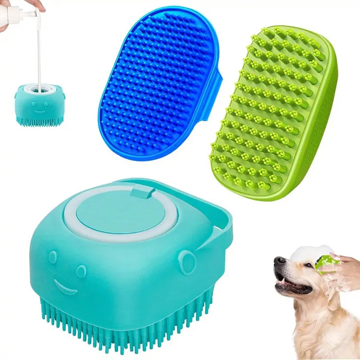 3 Stuks Dierenborstel – douche – bad – Hond – Kat – Vachtverzorging – scrubber – borstel