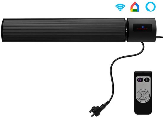 Quality Heating - heaters elektrisch - infrarood verwarming - terrasverwarmer hangend - terrasverwarmer elektrisch - afstandsbediening - Caleo - Wifi - 1800Watt