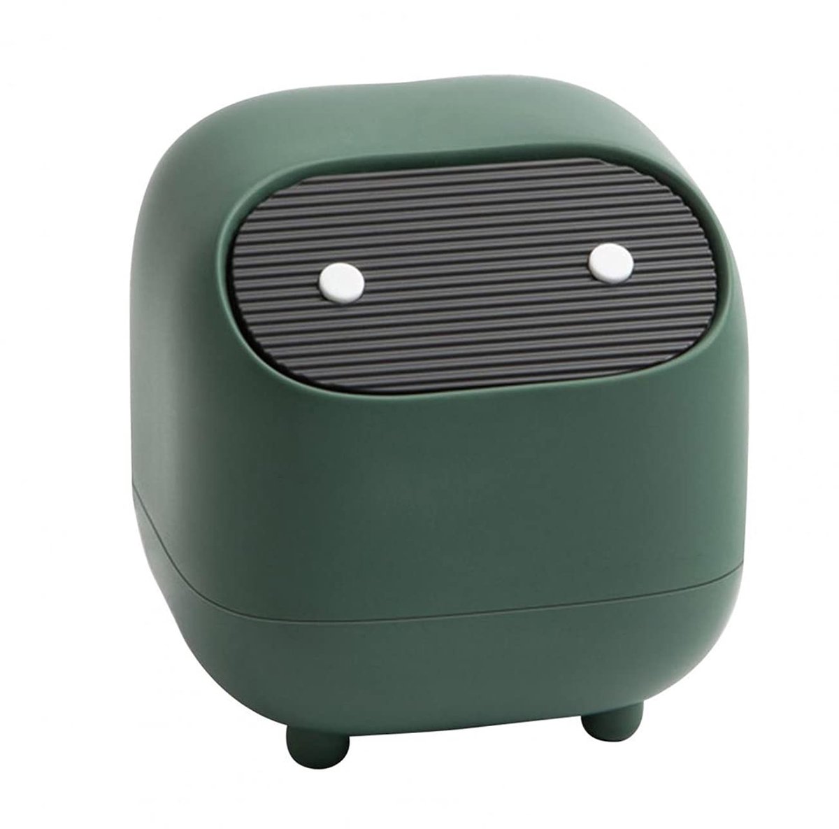 Kleine prullenbak voor op het bureau met schattig ninjadeksel, groen
