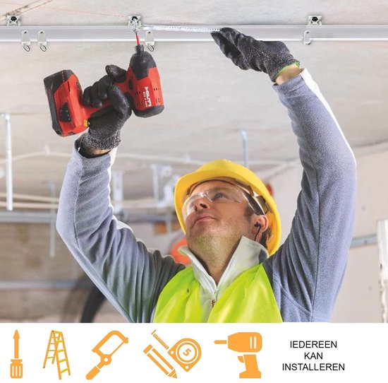 Tokplnu Gordijnrailsysteem, flexibel en buigbaar, voor plafond- of wandmontage, geschikt als gordijnrail in een erker, als ruimteverdeler, lengte: 3 m