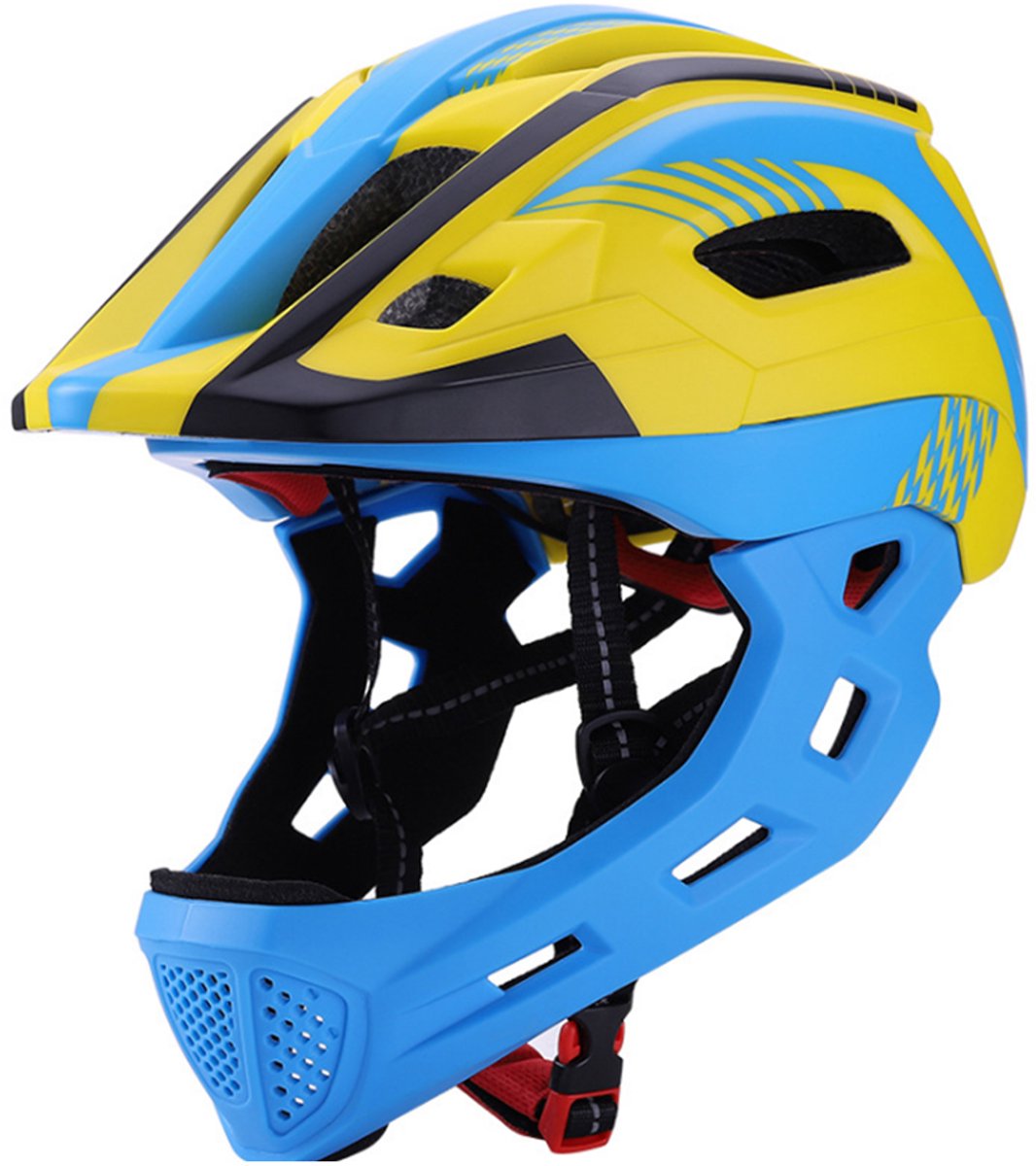 Fietshelm Kinderen Fiets - Fietshelm Jongens - Fietshelm Meisjes - Fietshelm Kind- Sporthelm Kind -Blauwgeel-52-56CM