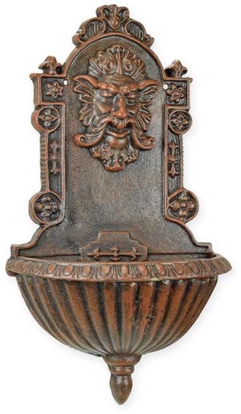Foto: Gietijzeren muurfontein stijlvolle wandfontein van gietijzer decoratieve tuinfomtein voor tuin terras of balkon nostalgische muurdecoratie