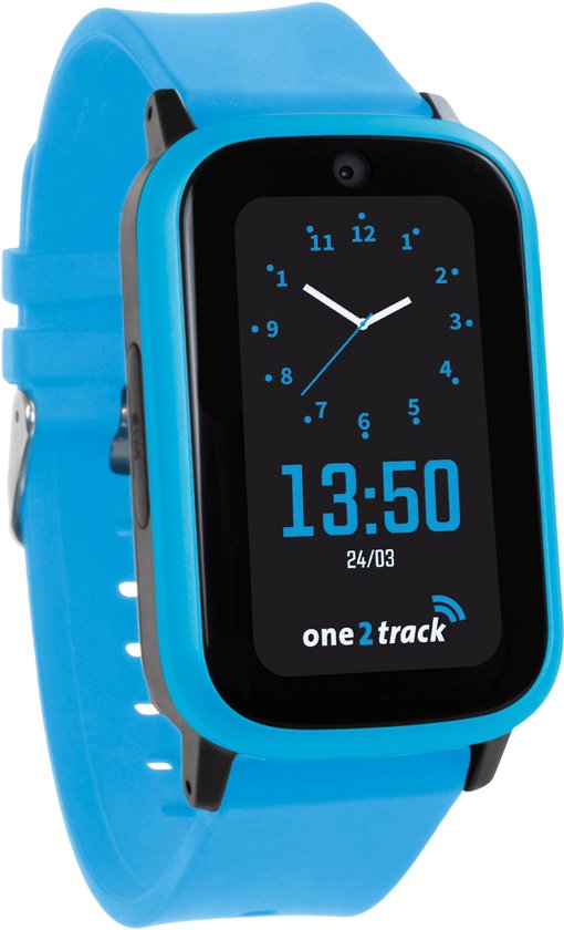 One2track Connect UP blauw | GPS horloge voor kinderen | Bekijk de locatie van je kind. Stel veilige zones in. En videobellen met de leukste smartwatch voor kinderen