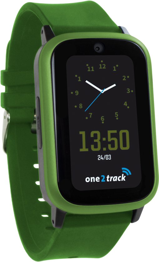 One2track Connect UP groen | GPS horloge voor kinderen | Bekijk de locatie van je kind. Stel veilige zones in. En videobellen met de leukste smartwatch voor kinderen