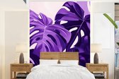 Behang - Fotobehang Bladeren - Paars - Tropisch - Abstract - Breedte 160 cm x hoogte 220 cm