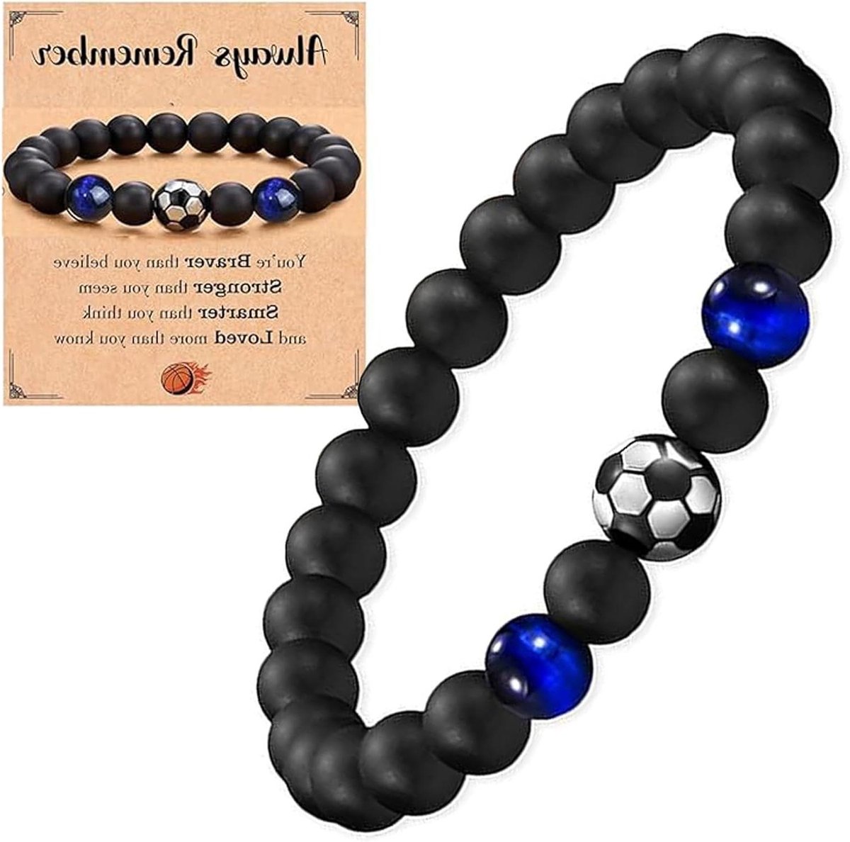 Allecto Plus - Jongens Armband Voetbal Cadeaus voor Jongens - Armband Voor Jongens - Voetbal Armband Kinderen - Voetbal Armbanden Kids - Voetbal Cadeaus Kinderen - Voetbal Kids Cadeau (Zwart)