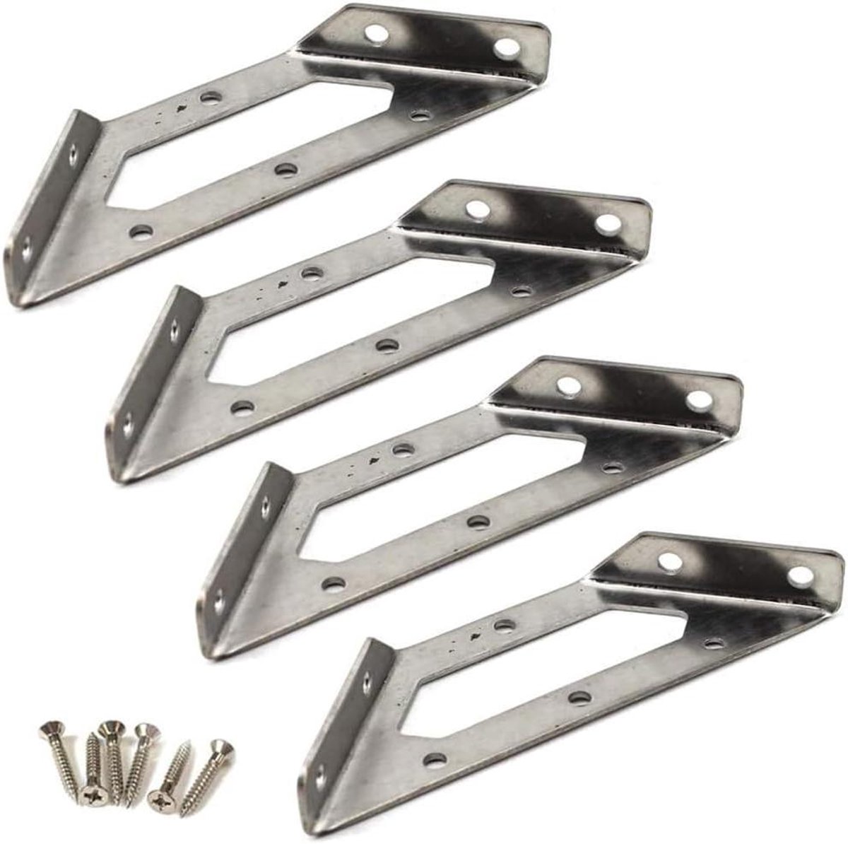 Allecto Plus - Roestvrij Stalen Hoekbeugel voor Wandmontage - Set van 4 Stuks - 146x50mm - Sterke Plank Ondersteuning