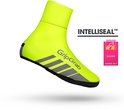 Neongele GripGrab fietsoverschoen met "Intelliseal" logo, Eurobike Award 2017 winnaar sticker.